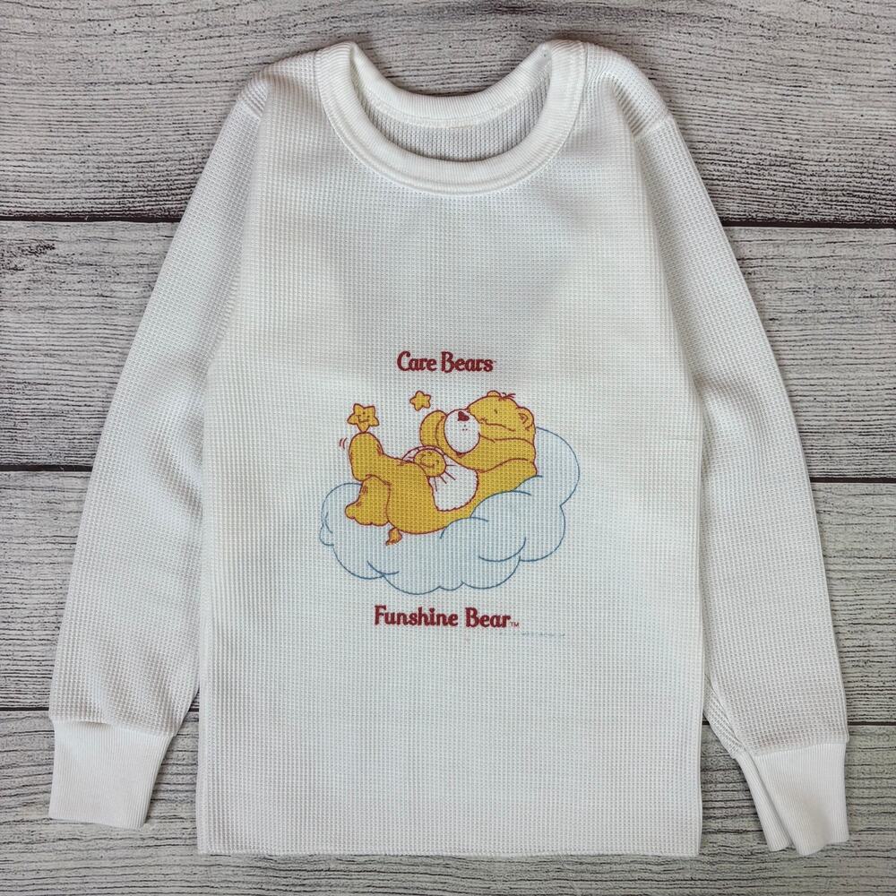 Vintage 1980s Care Bears "Funshine Bear" Thermal Long Sleeve Shirt